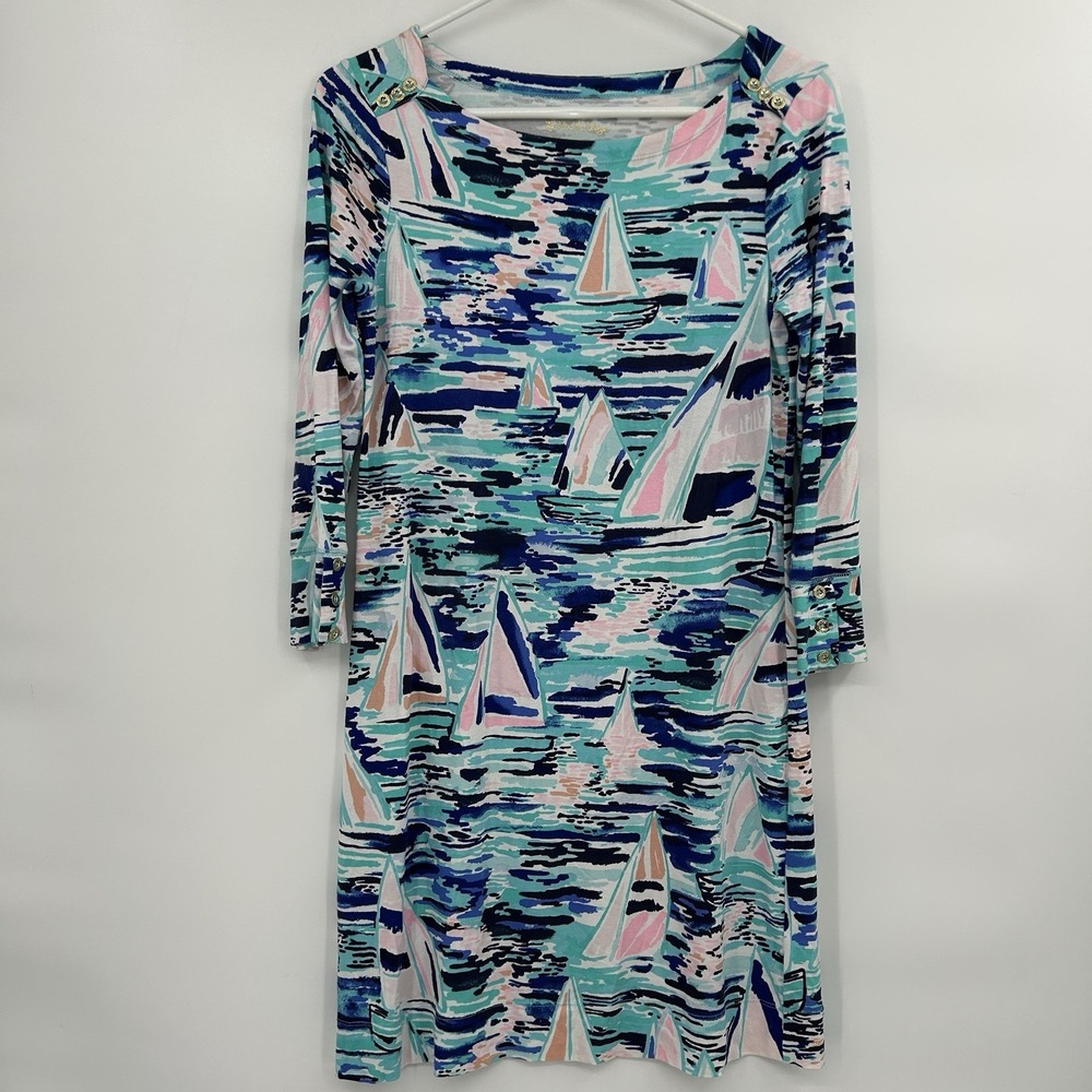 Lilly Pulitzer Womens Sophie Dress S UPF 50+ Pier Pressure Resort Preppy Coastal